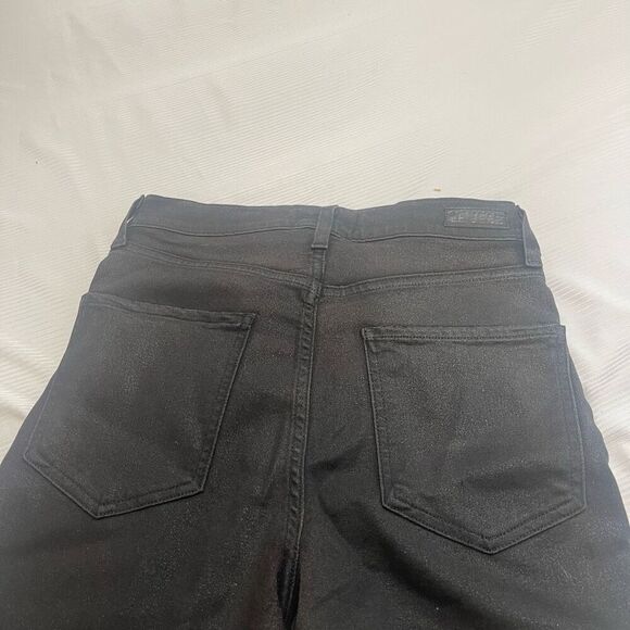 Le Jean By Charlie Gay High Rise Sabine Straight Black Waxed Denim Jeans Size 26 - Picture 9 of 9